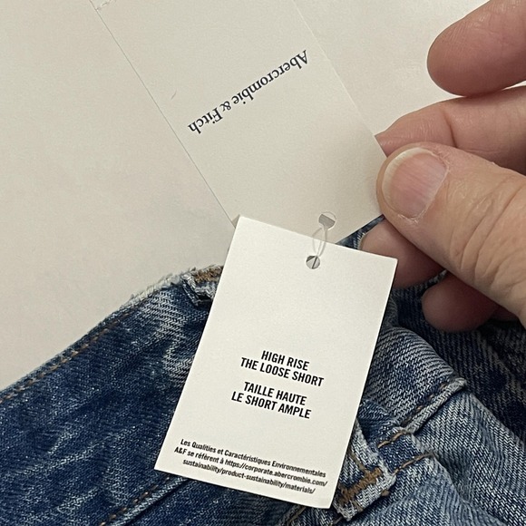 Abercrombie & Fitch Cutoff Blue Denim Shorts Womens 30 High Rise Curve Love - Picture 11 of 12